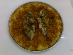 طاجن ارز اسود بالسمك